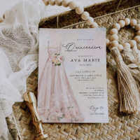 Convite de aniversário para quinceañera, cor-de-ro