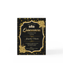 Convite de Aniversário para Quinceañera Dourada e