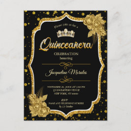 Convite de Aniversário para Quinceañera Dourada e 