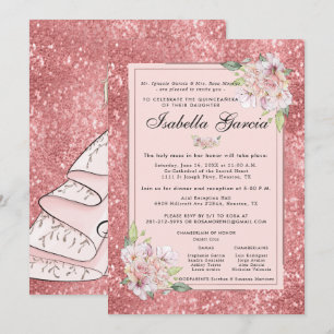 Convite de Aniversário para Quinceañera, Dourado r
