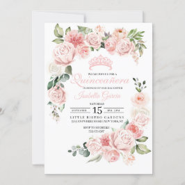 Convite de Aniversário para Quinceanera Floral Ros