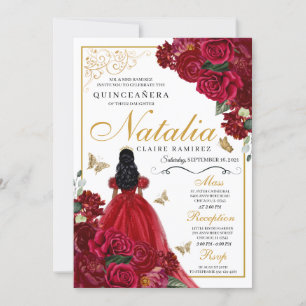 Convite de Aniversário para Quinceanera Floral Ver