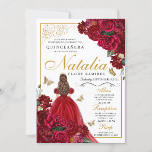 Convite de Aniversário para Quinceanera Floral Ver