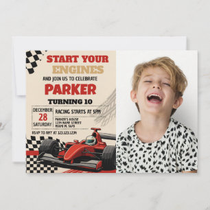 Convite de aniversário para Race Day com foto