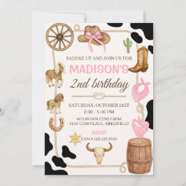 Convite de Aniversário para Rapariga Rodeo Editáve