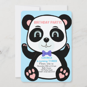 Convite de Aniversário para Rapazes de Panda