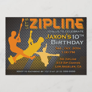 Convite de aniversário para rapazes Ziplining - Zi