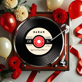 Convite de Aniversário para Registro de Vinilo Ret