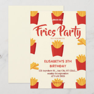 Convite de Aniversário para Restaurante de Fritas