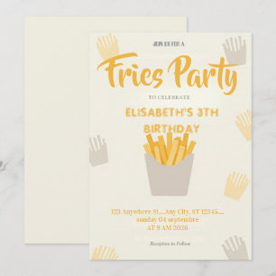 Convite de Aniversário para Restaurante de Fritas