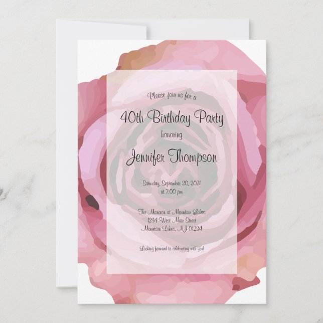 Convite de aniversário para Rosa de Primavera de d (Frente)