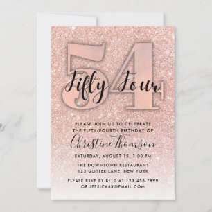 Convite de aniversário para rosa Dourado Glitter 5