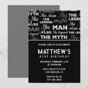 Convite de aniversário para ruas Black 81 para ele