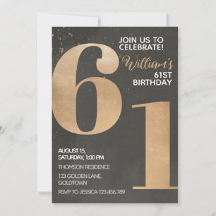 Convite de aniversário para ruas Dourada Black 61