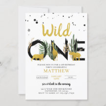 Convite de Aniversário para Safari Dourado Wild On