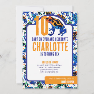 Convite de aniversário para Sapo de Dart Venenoso 