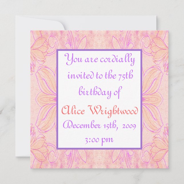 Convite de Aniversário para Senhoras (Frente)