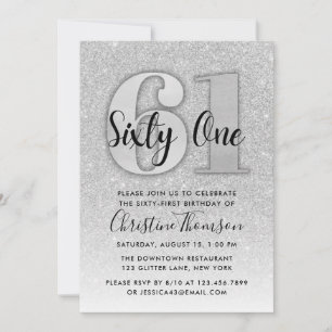 Convite de Aniversário para Silver Glitter 61 ruas