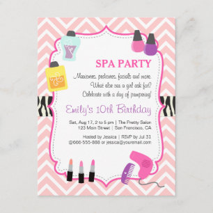 Convite de Aniversário para Spa Chevron Rosa