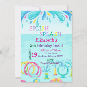 Convite de Aniversário para Splash Pad / Parque Aq