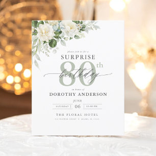 Convite de Aniversário para Surpresa Floral Verde 