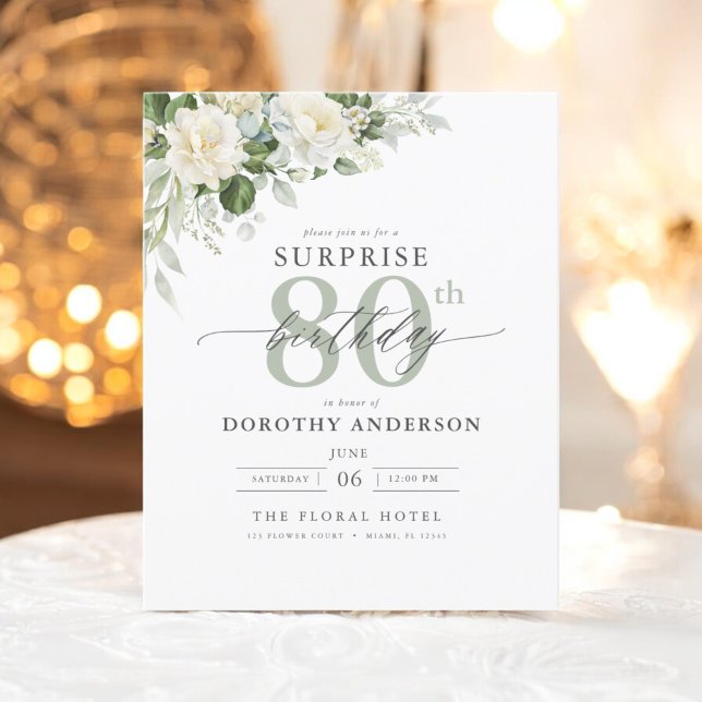 Convite de Aniversário para Surpresa Floral Verde  (Criador carregado)