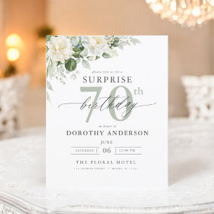 Convite de Aniversário para Surpresa Floral Verde