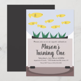 Convite de Aniversário para Tanque de Peixes de Aq