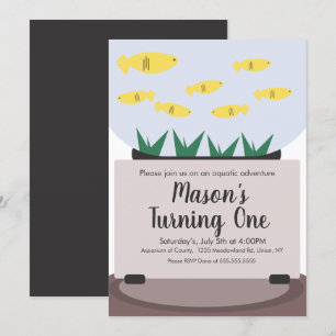 Convite de Aniversário para Tanque de Peixes de Aq