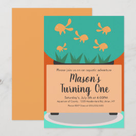 Convite de Aniversário para Tanques Dourados de Aq