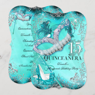 Convite de aniversário para Teal Silver Mascarada 