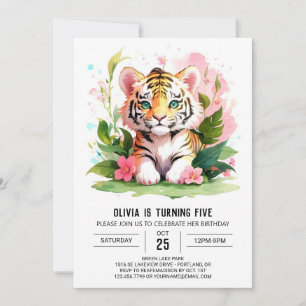 Convite de Aniversário para Tigre Cute Imprimível