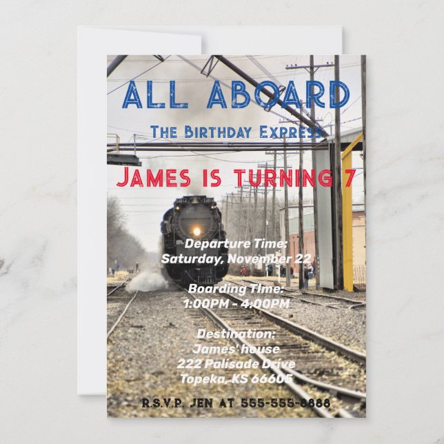 Convite de aniversário para todos os comboios a bo (Verso)