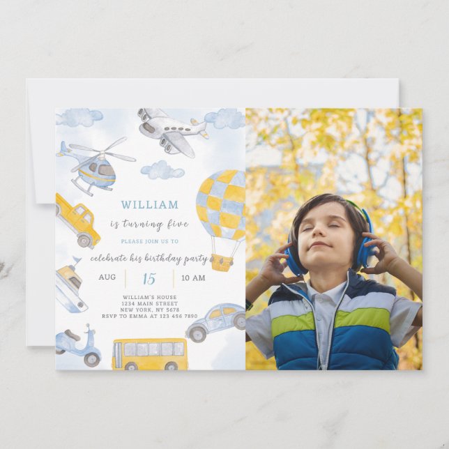 Convite De Aniversário Para Transporte Com Foto (Frente)