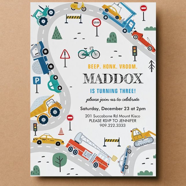 Convite de Aniversário para Transporte de Caminhõe (Criador carregado)