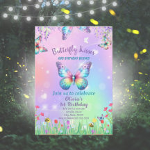 Convite de aniversário para uma borboleta