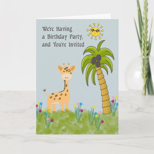 Convite de aniversário, para uma festa no zoológic (Frente)