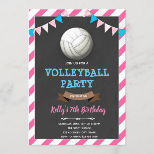 Convite de aniversário para uma garota de vôlei