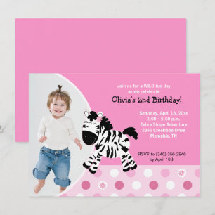 Convite De Aniversário Para Uma Garota-De-Zebra C
