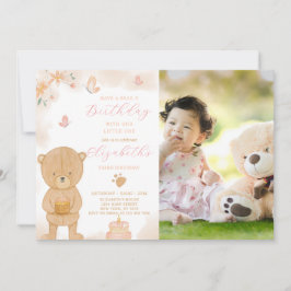 Convite de aniversário para Ursinho de Bolo com fo