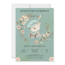 Convite de Aniversário para Urso Botânico Russo