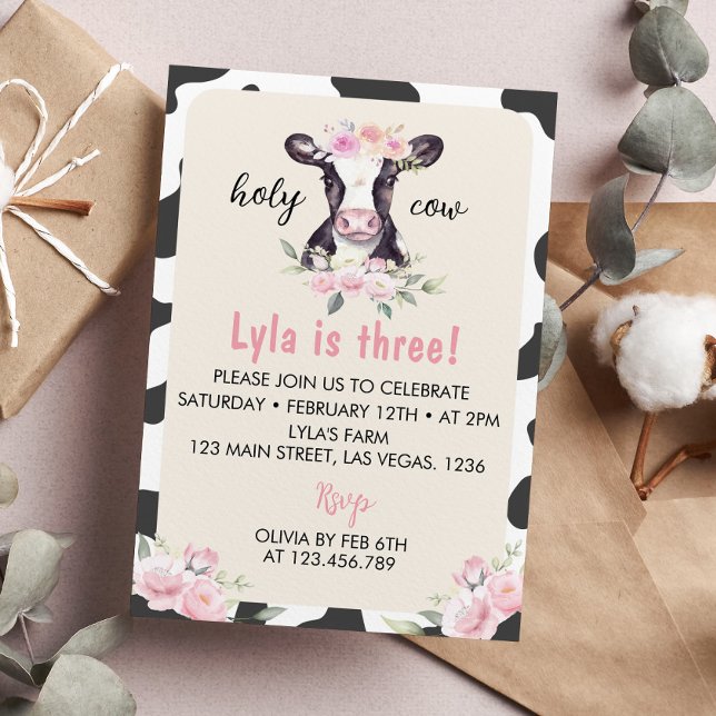 Convite de Aniversário para Vaca fazenda (Criador carregado)