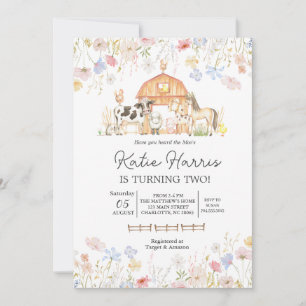 Convite de Aniversário para Vacas de Flor Selvagem