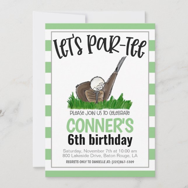 Convite de Aniversário para Vamos de Golfe (Frente)