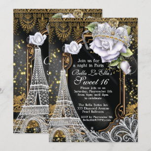Convite de aniversário Paris Bling e Diamantes