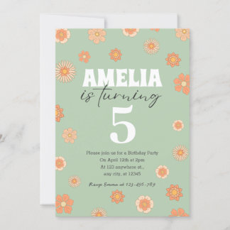 Convite de Aniversário Pastel Boho Daisy Qualquer 