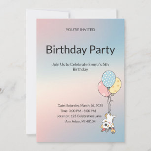 Convite de Aniversário Pastel para Crianças