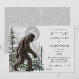 Convite de aniversário Pé Grande/ Sasquatch