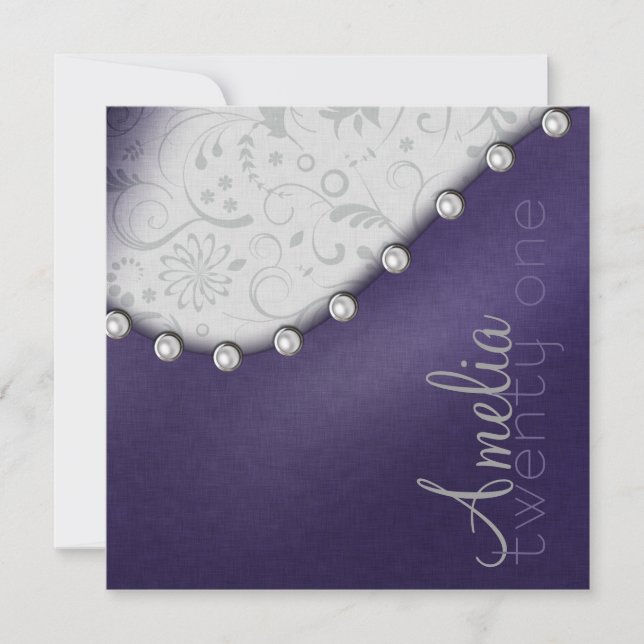 Convite de Aniversário Pearl Square (Frente)