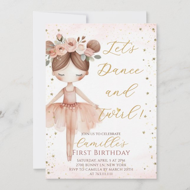 Convite de Aniversário Pequena Bailarina (Frente)